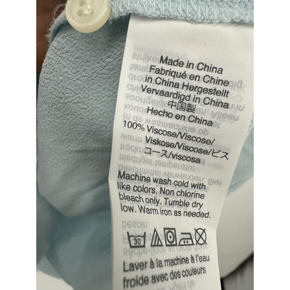 Point Sur J.Crew Drapey Popover Shirt Women 3X Baby Blue Blouse NWT - Picture 7 of 7